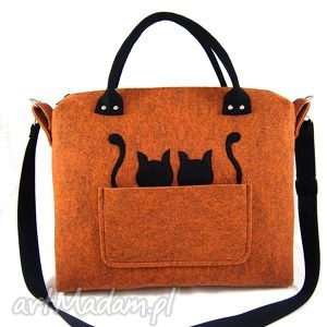 handmade torebki orange - melange chest & black cats