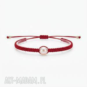 Bransoletka z perłą na czerwonym sznurku handmade