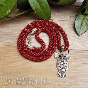 Lariat Sowa, naszyjnik, bizuteria - koralikow
