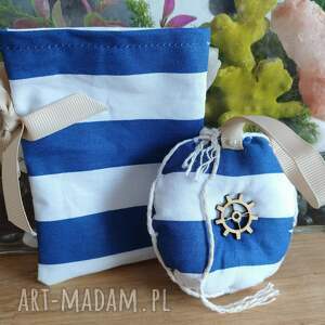 koło z woreczkiem na kartę podarunkową, styl marynarski, morze, dekoracyjny box