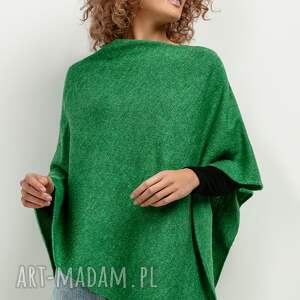 ponczo z dzianiny swetrowej, t419, one size, szmaragd luźny krój idealne
