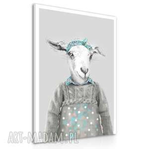 nowoczesny obraz drukowany na płótnie - koza matylda w sukience 70x100cm