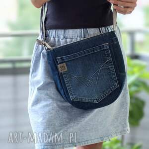 upcyklingowa jeansowa mini listonoszka torebka, dżinsowa, klasyczna