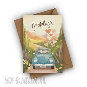 KARTKA ŚLUBNA - GRATULACJE! Just married, samochód