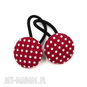 Gumeczki do włosów w kropki Dottie Red - zestaw 2 szt. (handmade)