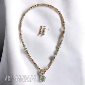 Prezent RAZEM TANIEJ! Agat i labradoryt: serduszka: naszyjnik
