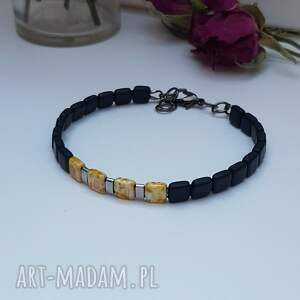 bransoletka unisex hematyt 0466, bransoletki z koralików, minimalizm