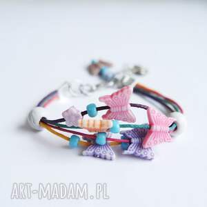 bransoletka - motylki 1 sznureczki dla dzieci, sznurkowa, dziecięca