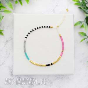 bransoletka minimal dots - pink and blue koralikowe, minimalistyczne