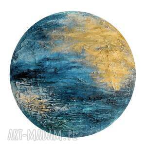 rough sea, okrągły obraz, abstrakcja ręcznie malowana /11/