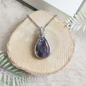 Prezent Naszyjnik Ametyst Chevron stal chirurgiczna wisiorek handmade