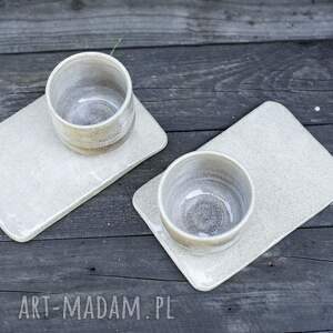 2 szt czarka espresso z podstawką - szary beton - AzulHorse ceramika