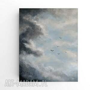marzenia - obraz akrylowy formatu 50/40 cm niebo chmury, ptaki