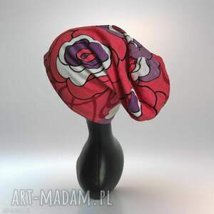 czapka damska wiosenna w kwiaty podszewce, rozmiar uniwersalny, dobra na codzienne