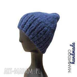 czapka robiona na drutach w merino, alpaki i jedwabiu