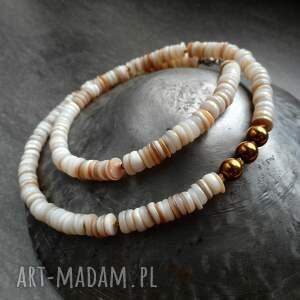 Naszyjnik choker z muszlą i hematytem - srebro 925