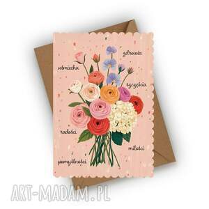 Prezent KARTKA URODZINOWA - BUKIET Z ŻYCZENIAMI