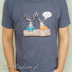 handmade koszulki t-shirt podkoszulek unisex z autorskim projektem jelenie navy