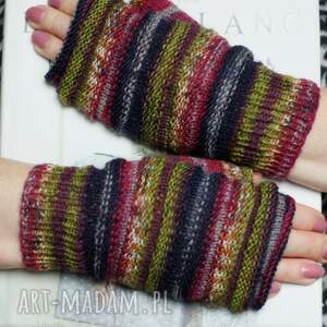 hand-made rękawiczki kolorowe melanżowe mitenki