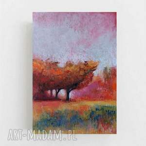 Pejzaż z drzewami A4 w pastelach olejnych - art-Madam.pl