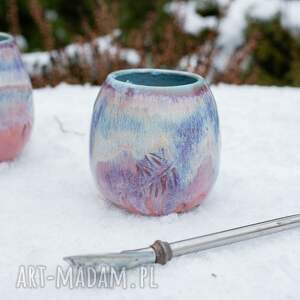 handmade ceramika ceramiczne naczynie do yerba mate/ lodowy róż blue/ matero ceramiczne