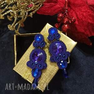 Kolczyki Nane Sutasz rękodzieło kobaltowe śliwkowe