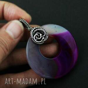anna mroczek vienna - wisior wire wrapping z fioletowym agatem, duży wisiorek
