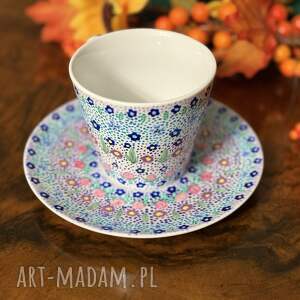 kubki filiżanka porcelanowa ręcznie malowana mozaika unikatowa, mozaikowy wzór