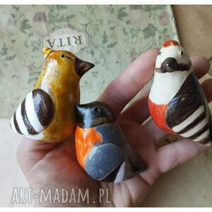 dudek, dzięcioł i sikorka ceramika ptaszki