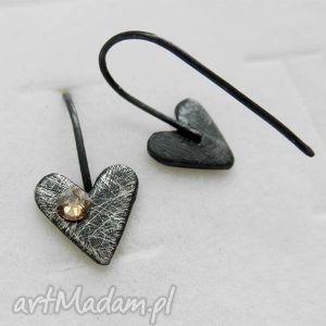 Serduszko kolczyki handmade ze srebra 925 i Swarovski Elements