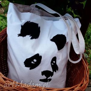 panda - torba z dowolnym ręcznie wykonanym - czarnaowsianka torebki na zakupy