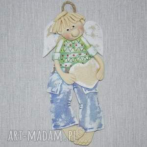 anioł z masy solnej - hubert z dedykacją aniołki na szczęście, masa
