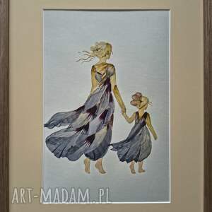 Mama i córka - print z suszonych kwiatów 30x40 cm