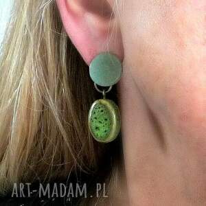 klipsy z ceramiki i amazonitu unikaty handmade dla tych co nie lubią dziurawić