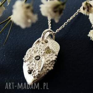 srebrny naszyjnik cytryna, ręcznie rzeźbiony, inspirowany naturą, srebrna