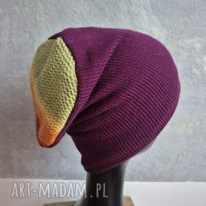 Czapka fioletowao tęczowa Smerfetka na podszewce rozmiar uniwersalny