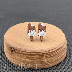 Kolczyki drewniane LODY NA PATYKU, ice cream, wakacje, lato