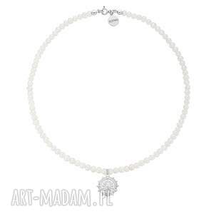 Srebrny naszyjnik z pereł naturalnych ze słońcem, słonce