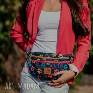 bags philosophy nerka z wodoodpornego, drukowanego poliestru, wzór psie łapki