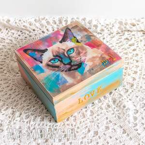 stworki we wzorki pudełko drewniane - kocham koty, kociara, energetyczne