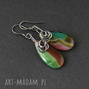 Binne - agat i oksydowane srebro, kolczyki - agatem