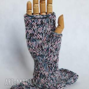 amanda - kolorowe bezszwowe mitenki rękawiczki bez palców z małym kciukiem