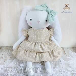 króliczek nela przytulanka w sukieneczce beżowej kwiatuszki