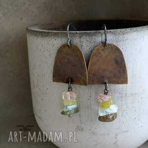 kolczyki z kamieniami wildness, różowy kwarc, żółty fluoryt, agat