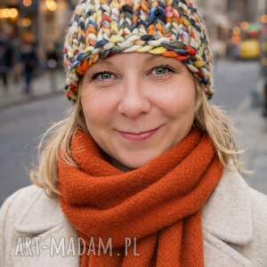 czapka chunky beanie - 100 wełna merino multikolor recznie robiona