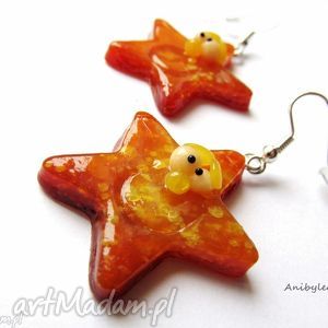 kolczyki świąteczne gwiazdki modelina masa, święta