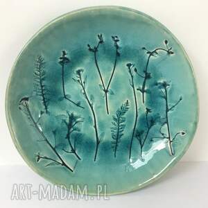 hand-made ceramika miska z odbiciem roślin
