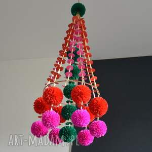 pająk ludowy pompony, ozdoby wielkanocne, wianek