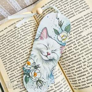 do książki - Kocia herbatka, zakładka, kotek, filiżanka