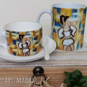 ręcznie wykonane ceramika komplet kubek i filiżank " kolor kobiety - niebieski